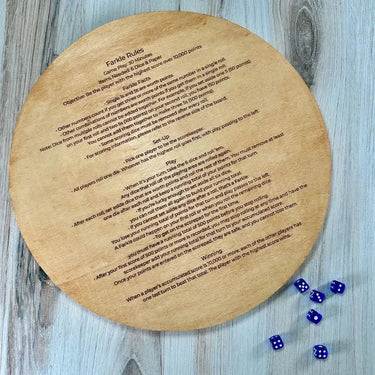 Houten Farkle Dobbelspel Tray met Gegraveerde Score Tabel en 6 Dobbelstenen voor Gezellige Spelavonden 1